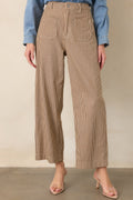 Straight to It Brown & Ivory Striped Wide Leg Pants