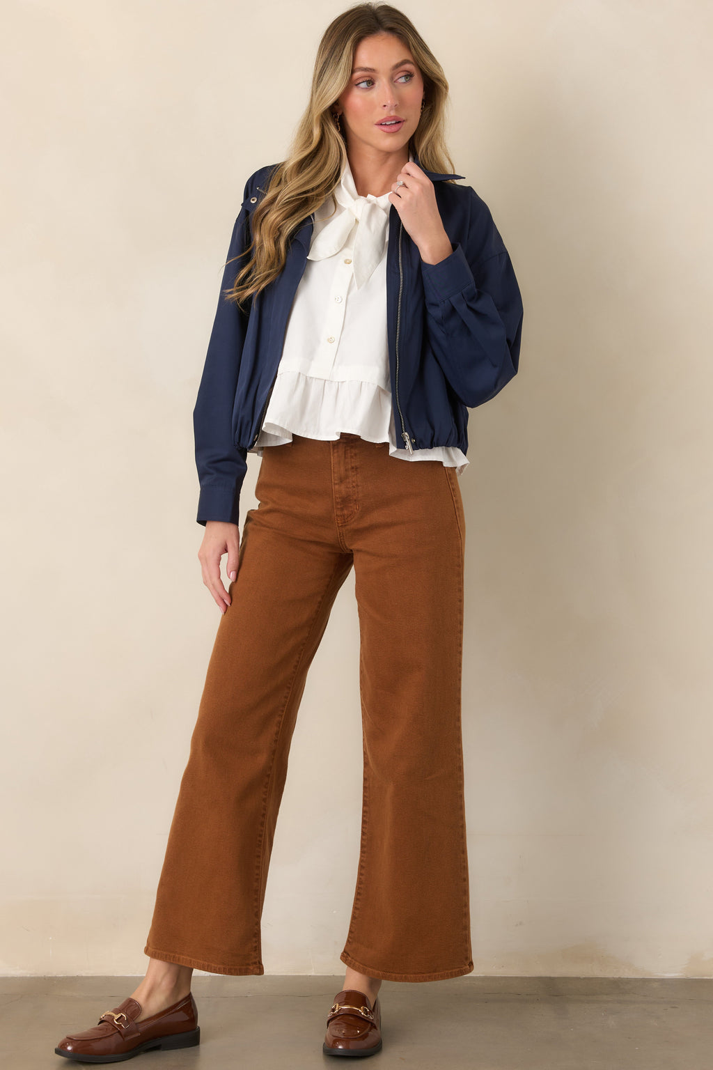 Penny For Your Thoughts Rust High Rise Wide Leg Jeans