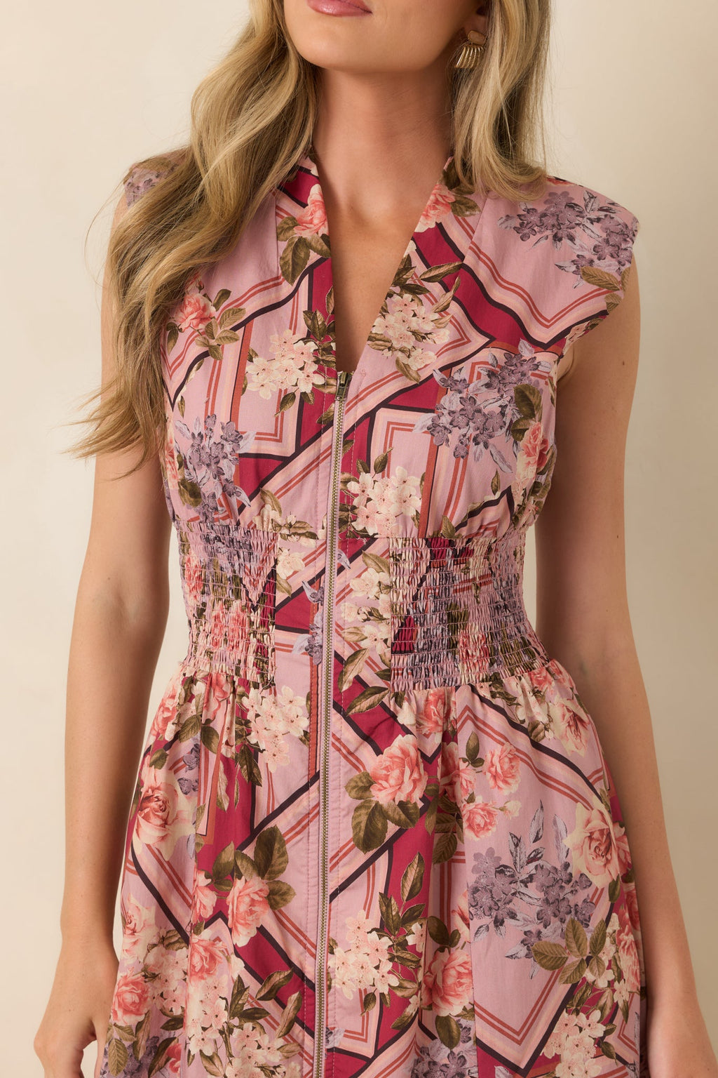 More Than a Maybe Mauve Multi Floral Cotton Midi Dress