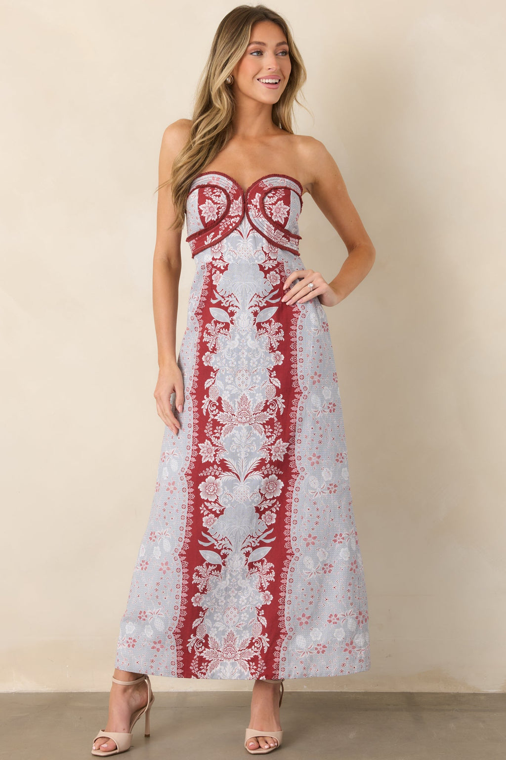 Anna Cate Hayden Frost Floral Strapless Midi Dress