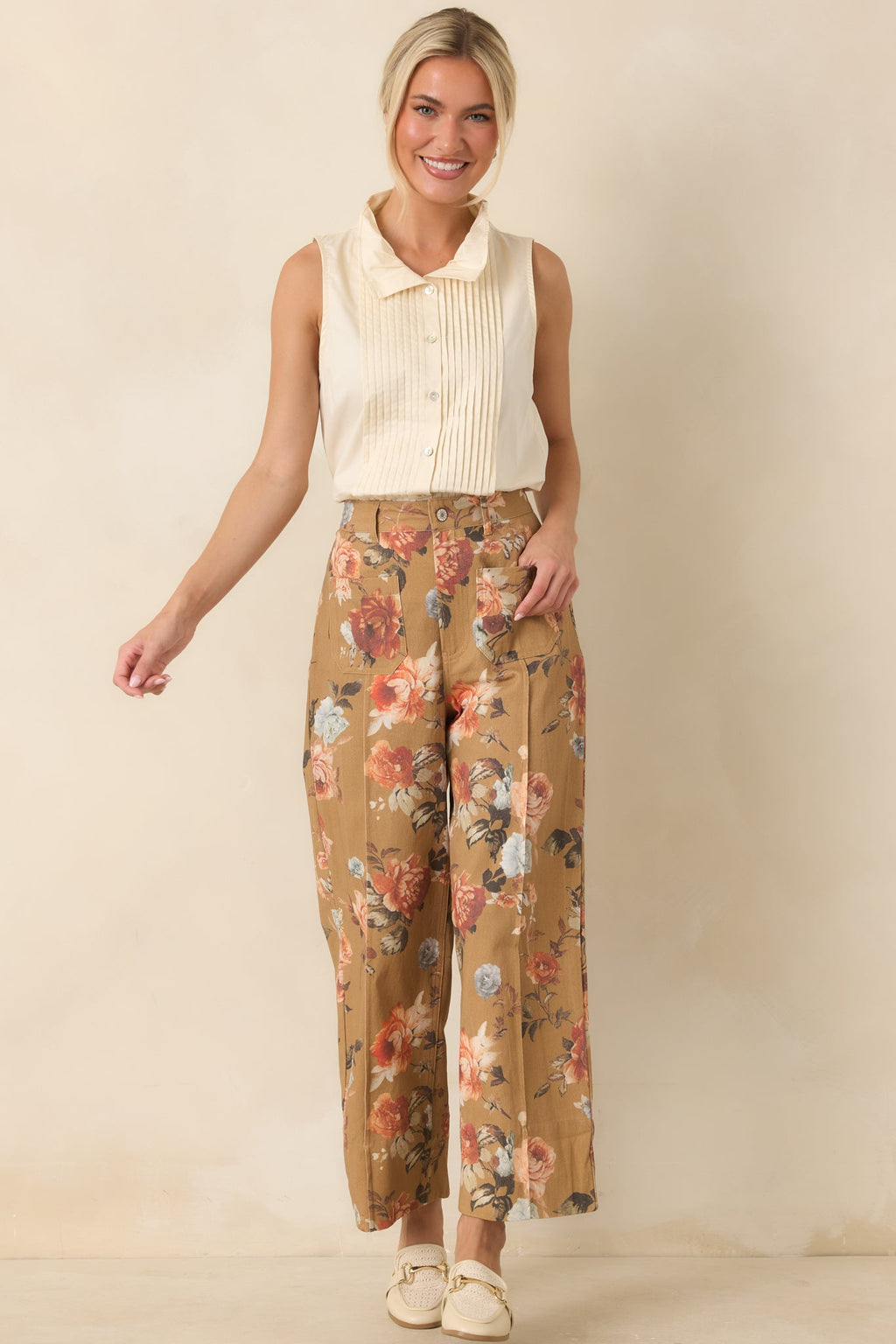 Tailored to Perfection Ecru Pintuck Sleeveless Blouse