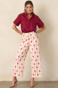 Nicely Done Burgundy Cotton Ruffle Collar Blouse