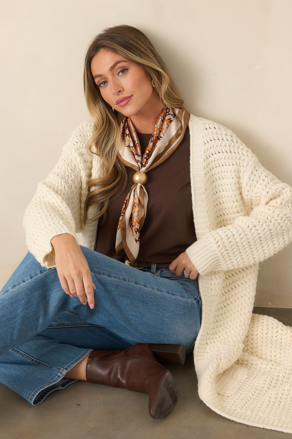Made For More Cream Knit Duster Cardigan