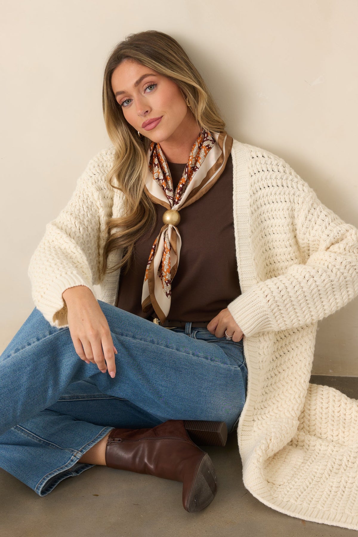 Made For More Cream Knit Duster Cardigan