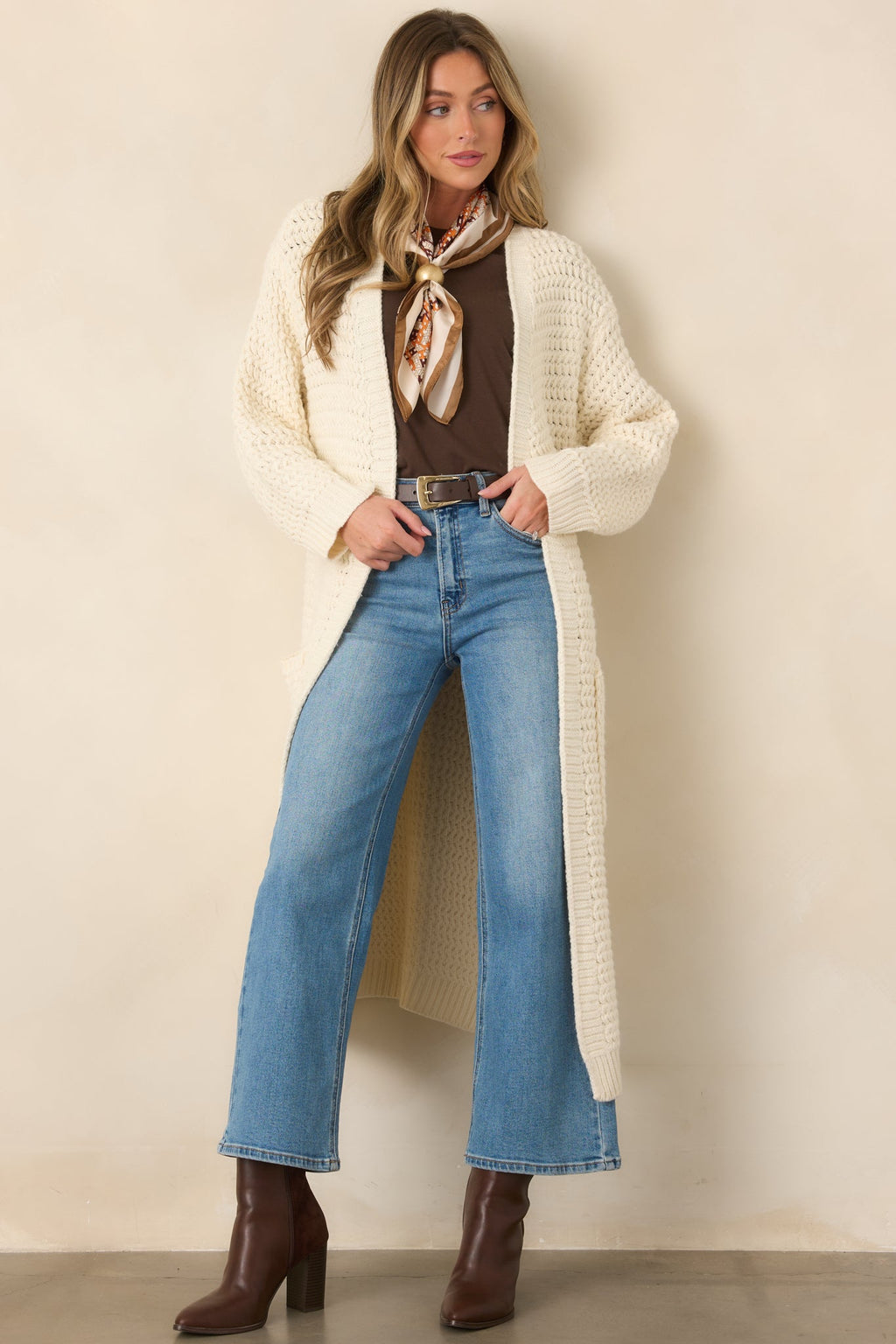 Made For More Cream Knit Duster Cardigan