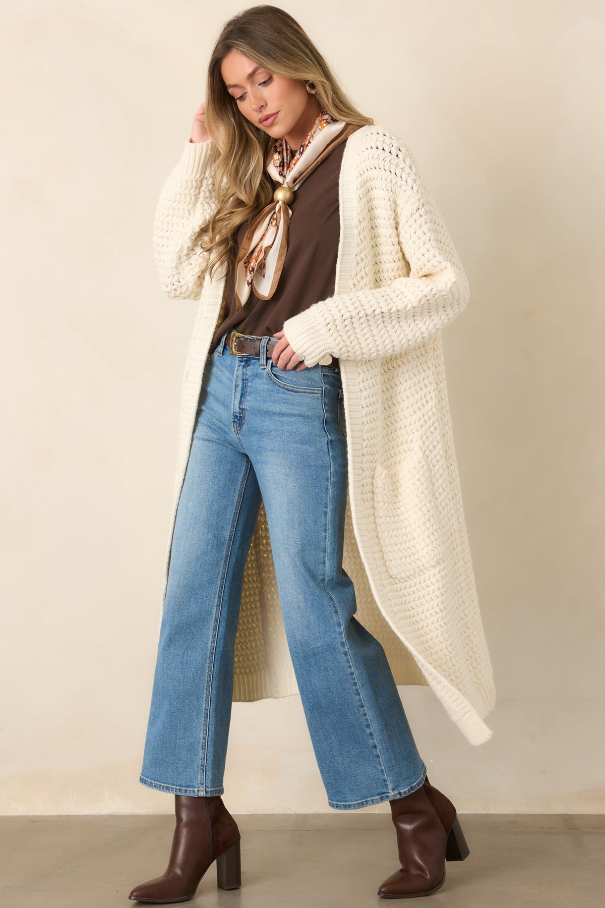 Made For More Cream Knit Duster Cardigan