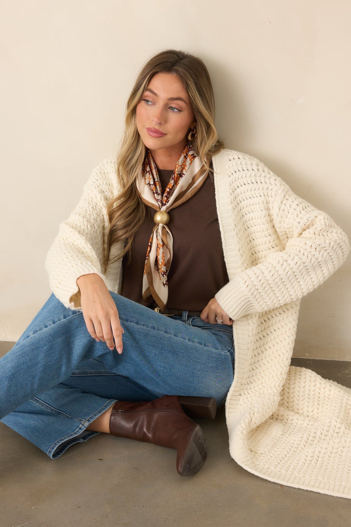Made For More Cream Knit Duster Cardigan