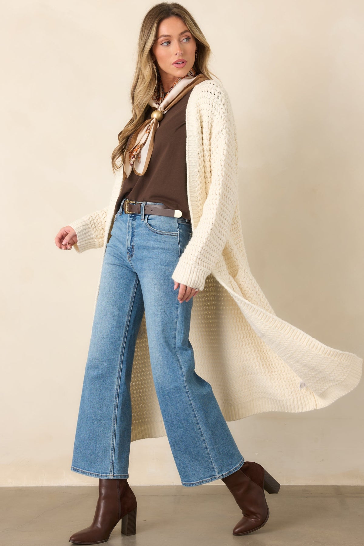 Made For More Cream Knit Duster Cardigan