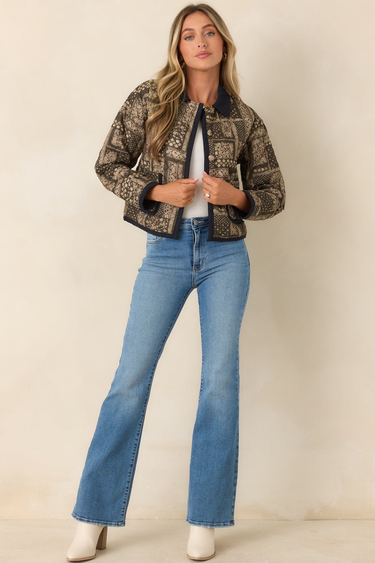 Consider It Covered Moss Green & Ivory Paisley Quilted Jacket