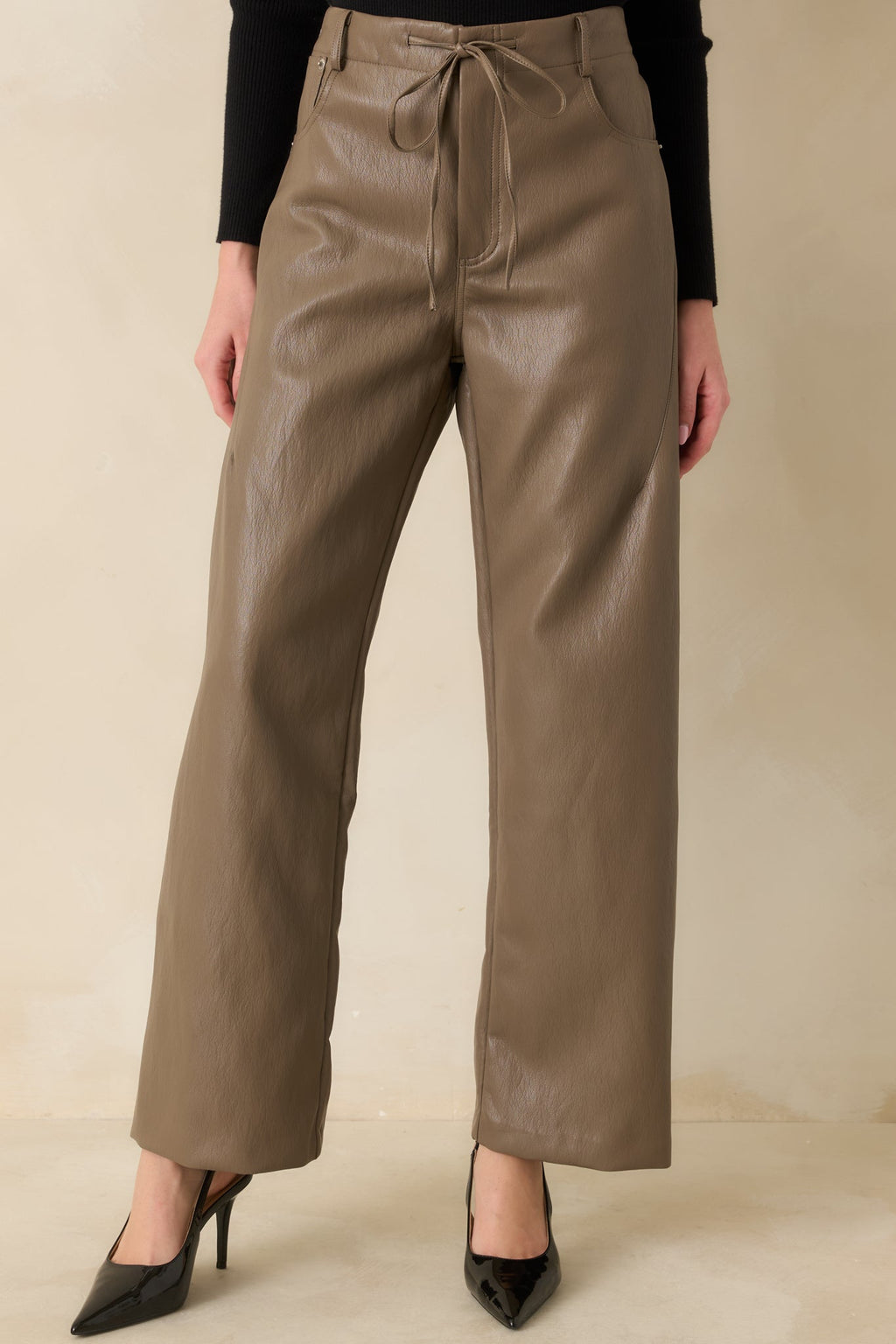 In The Mix Light Brown Faux Leather Wide Leg Pants