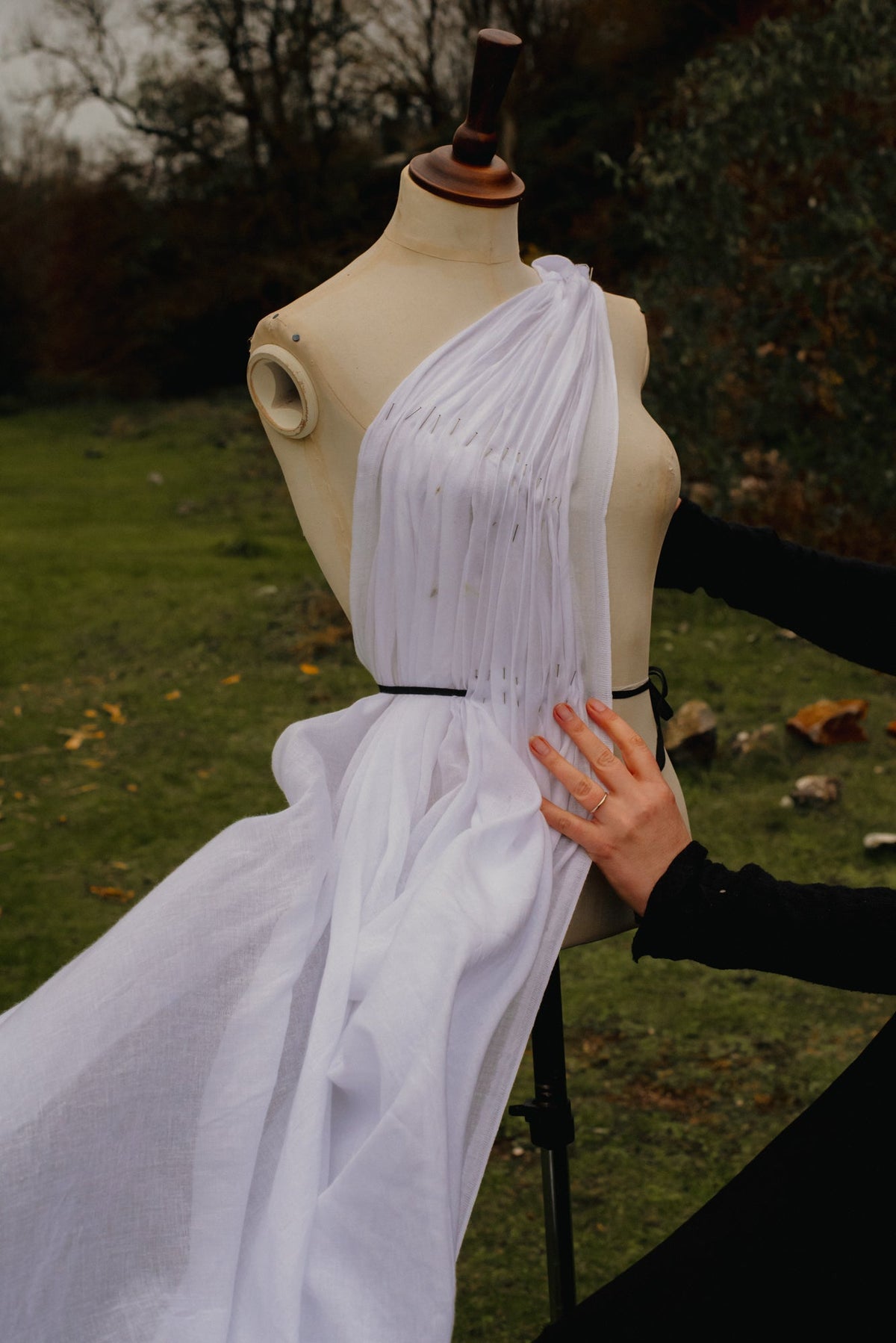 From the Source Original Draped Dress in Muslin, Tulle and Silk
