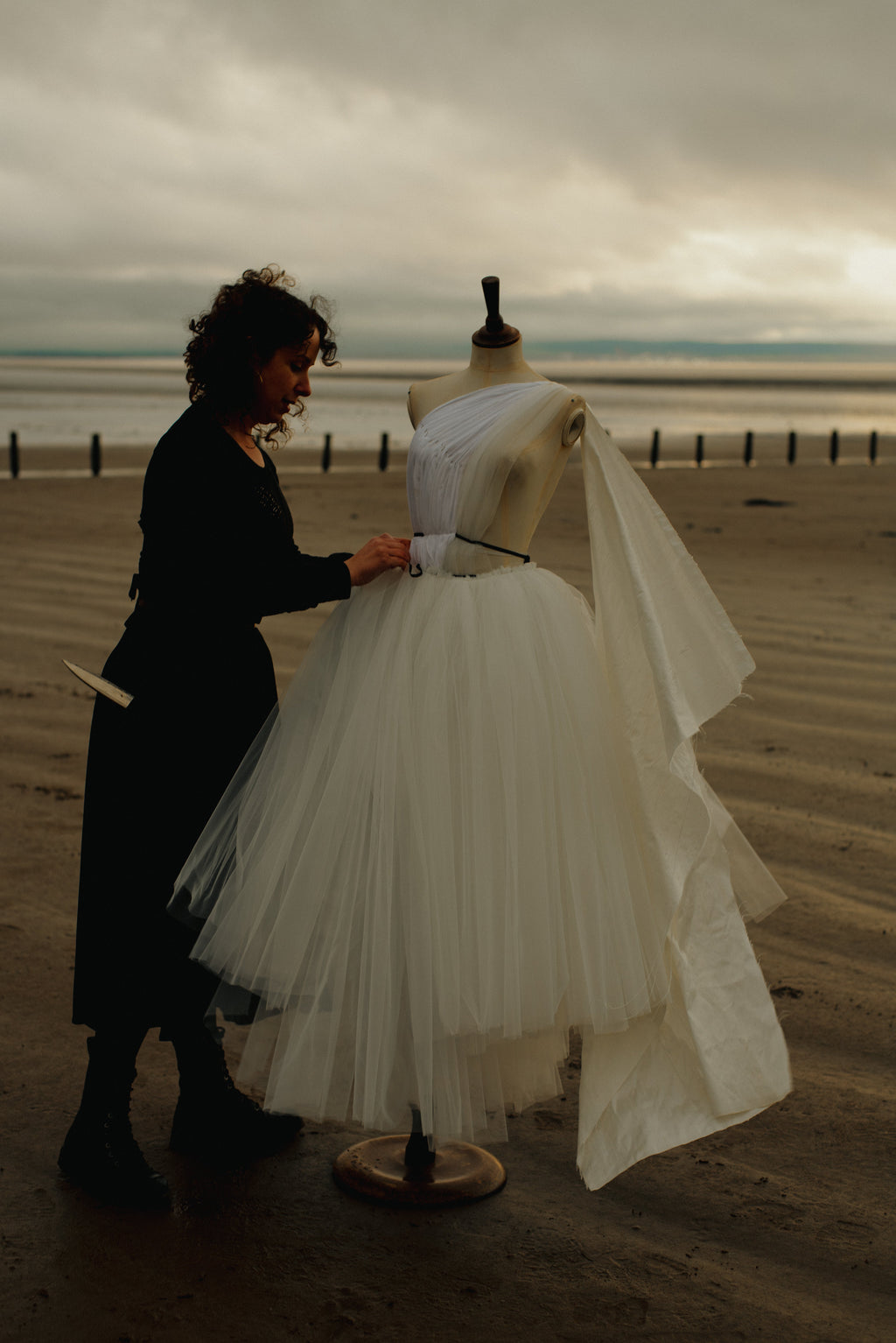 From the Source Original Draped Dress in Muslin, Tulle and Silk