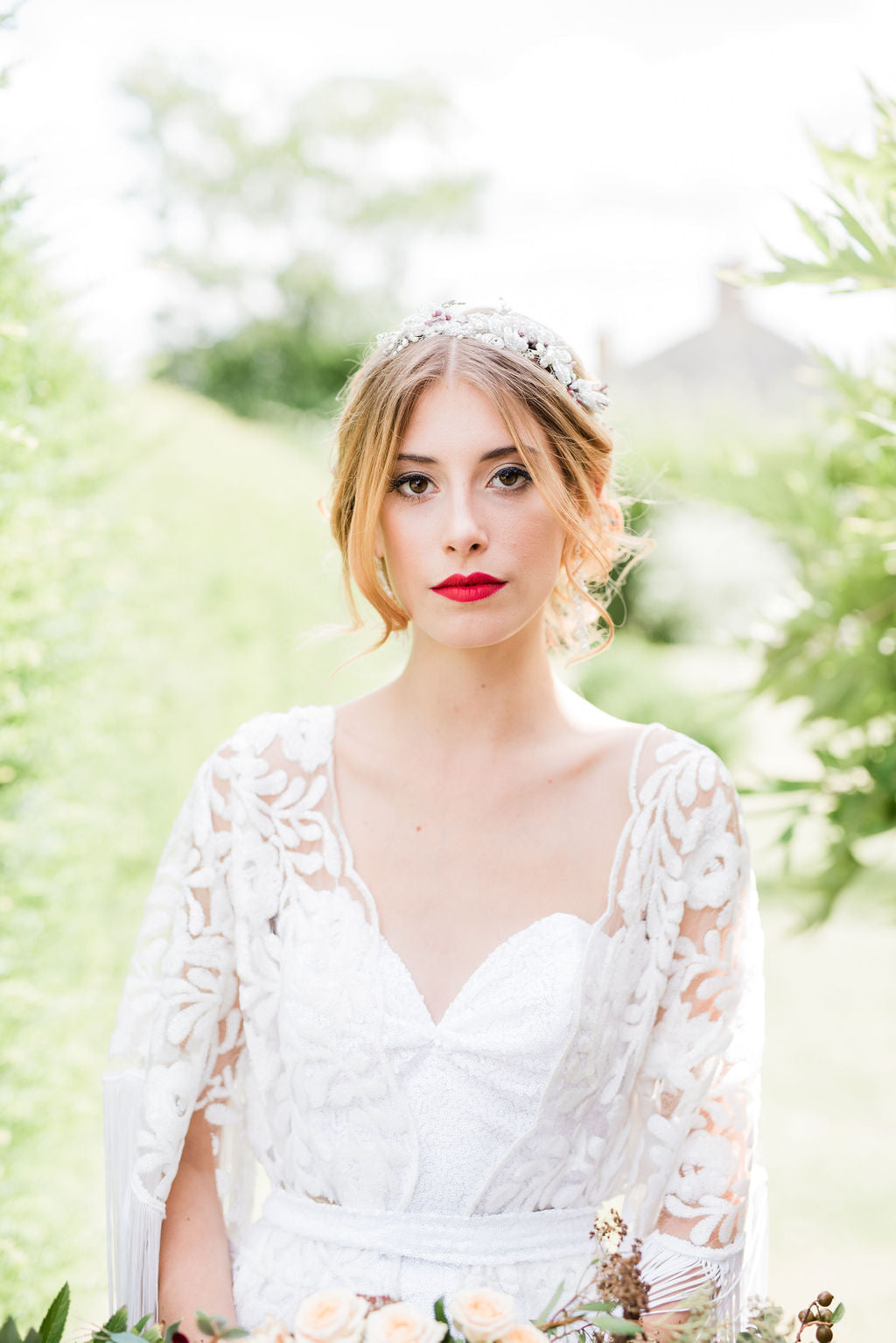 Ivory Sequin Floral Tasseled Robe Gown - Zelda