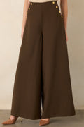Chart the Course Dark Brown Wide Leg Button Pants