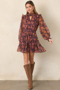 Love in the Air Plum & Rust Floral Tiered Mini Dress