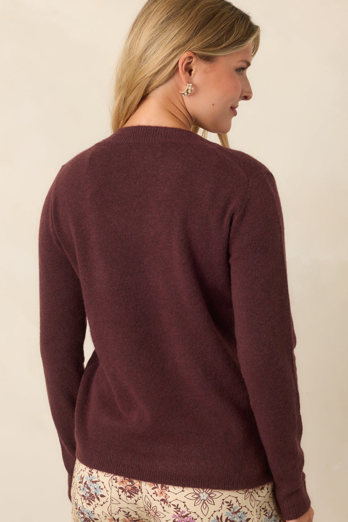 By the Way Raisin V-Neck Knit Sweater