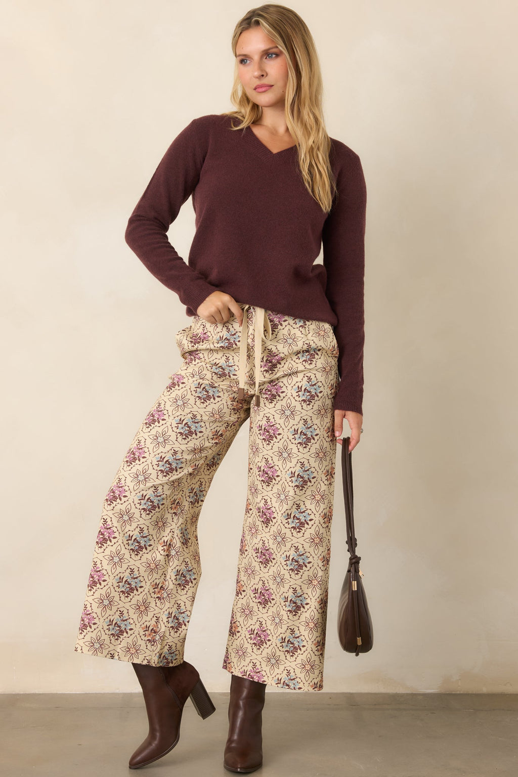 By the Way Raisin V-Neck Knit Sweater