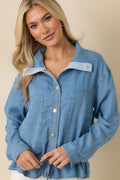 The Right Touch Medium Wash Lightweight Denim Button-Front Jacket