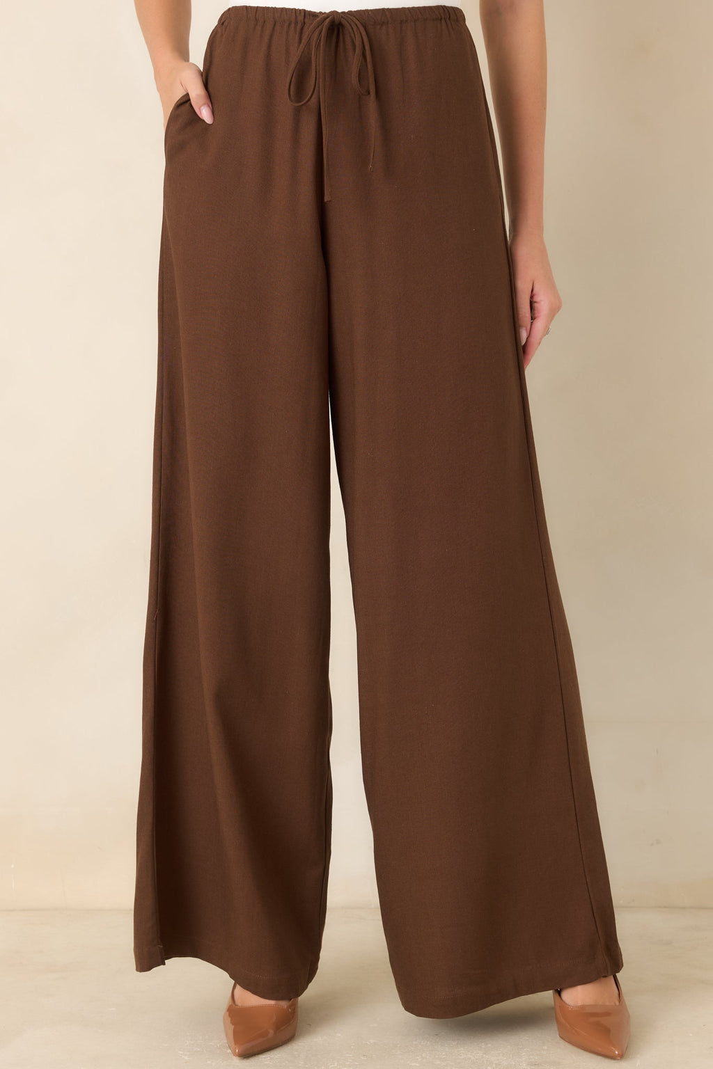 She’s Got Grace Brown Linen Blend Wide Leg Pants