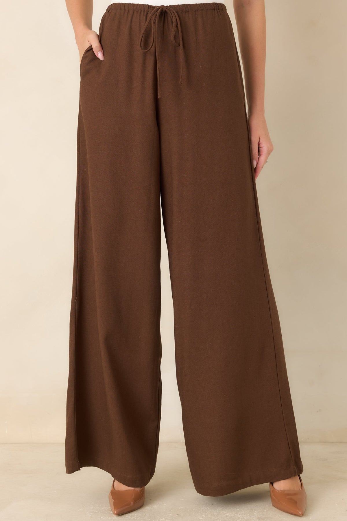 She’s Got Grace Brown Linen Blend Wide Leg Pants