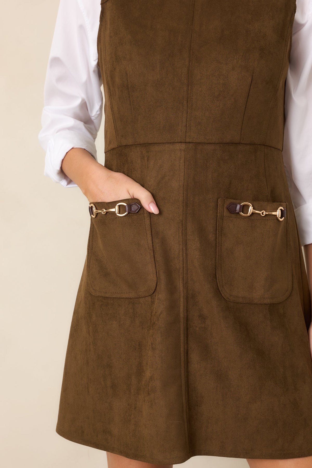 A Proper Fit Chocolate Brown Faux Suede Mini Dress