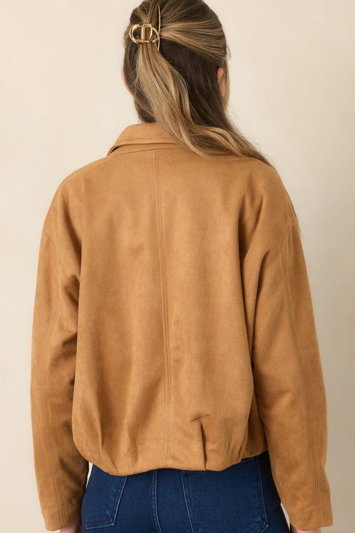 All Part of the Plan Camel Faux Suede Zip Front Jacket