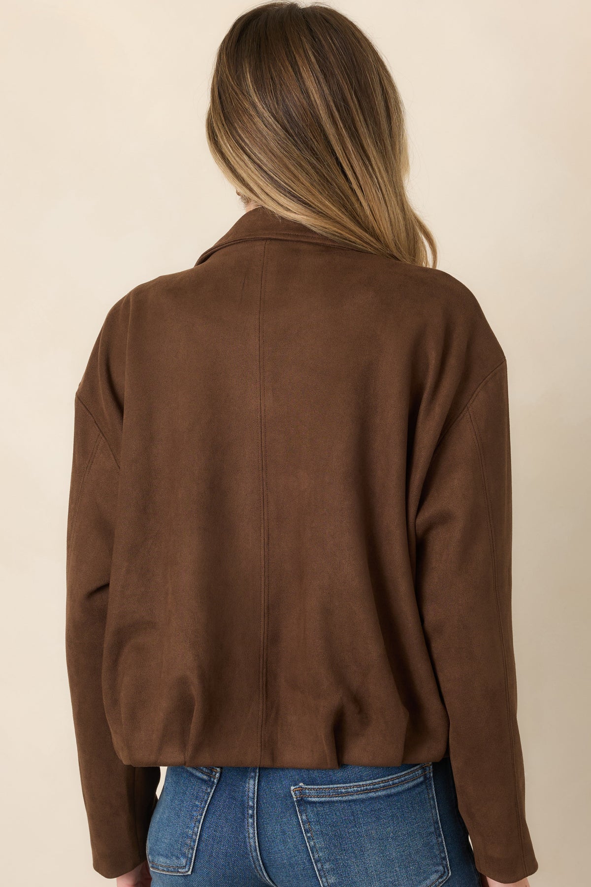 All Part of the Plan Brown Faux Suede Zip Front Jacket