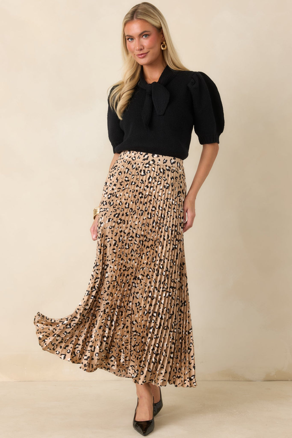 Tied Up Beautifully Black Knit Tie Neck Top