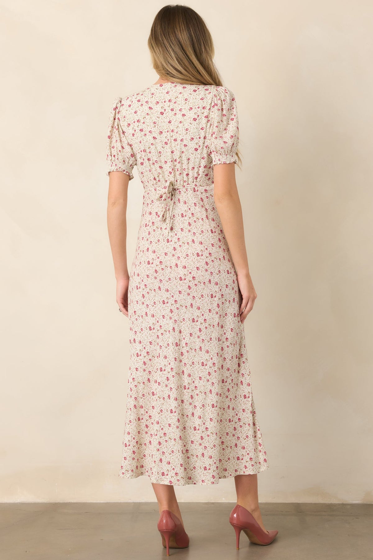 Where We Belong Dusty Pink Floral Short Sleeve Maxi Dress