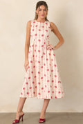 Heirloom Blooms Ivory Floral Cotton Midi Dress