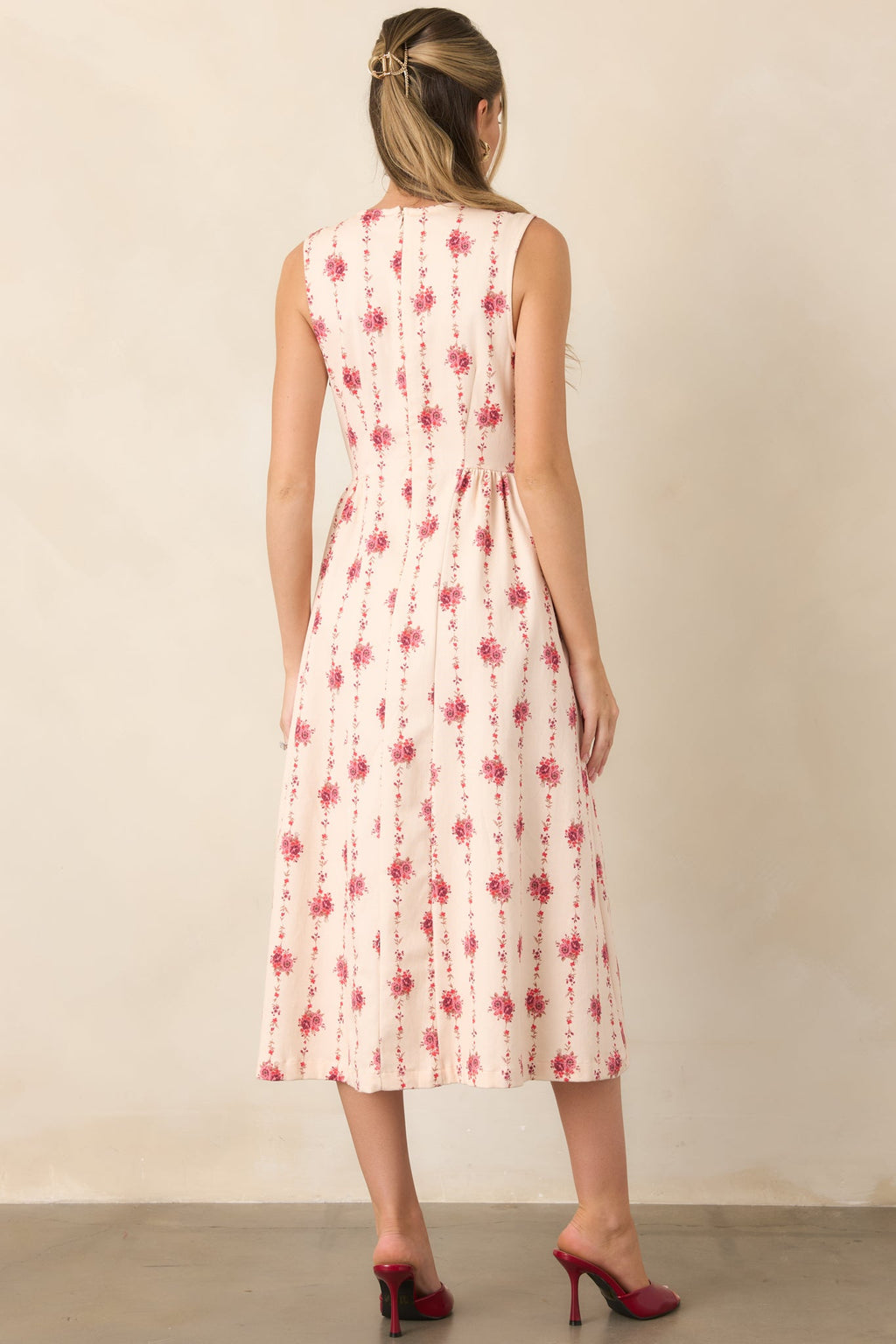 Heirloom Blooms Ivory Floral Cotton Midi Dress