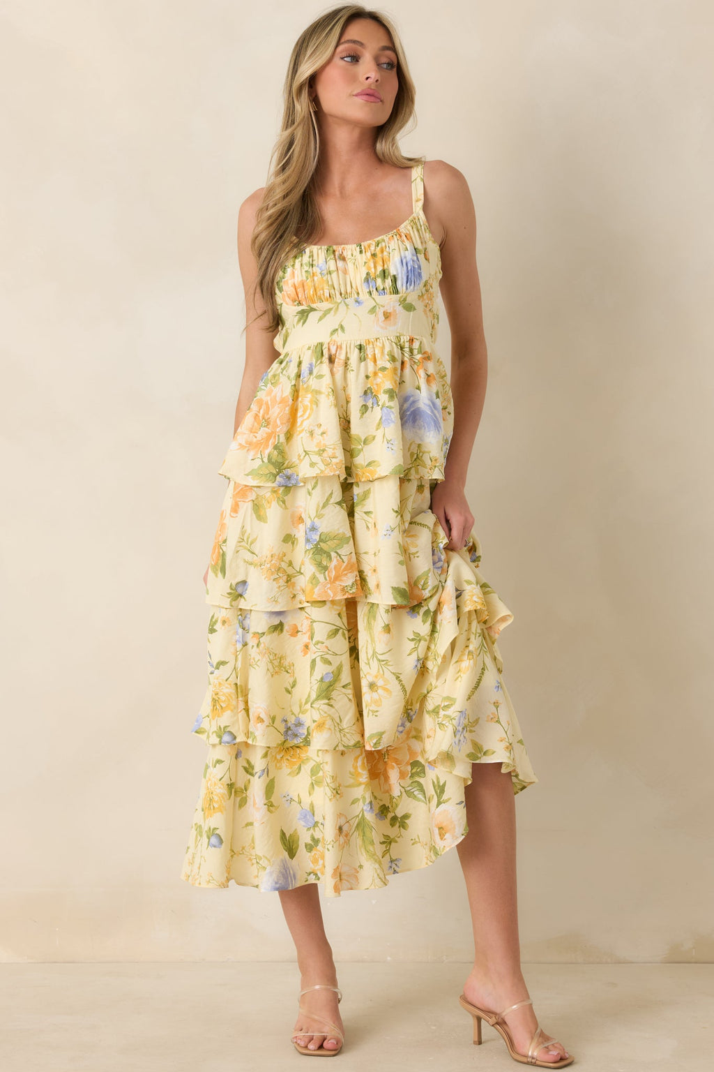Could Stay Here Forever Butter Yellow Multi Floral Maxi Dress