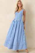 It’s a Good Thing Blue Stripe Cotton Blend Sleeveless Maxi Dress