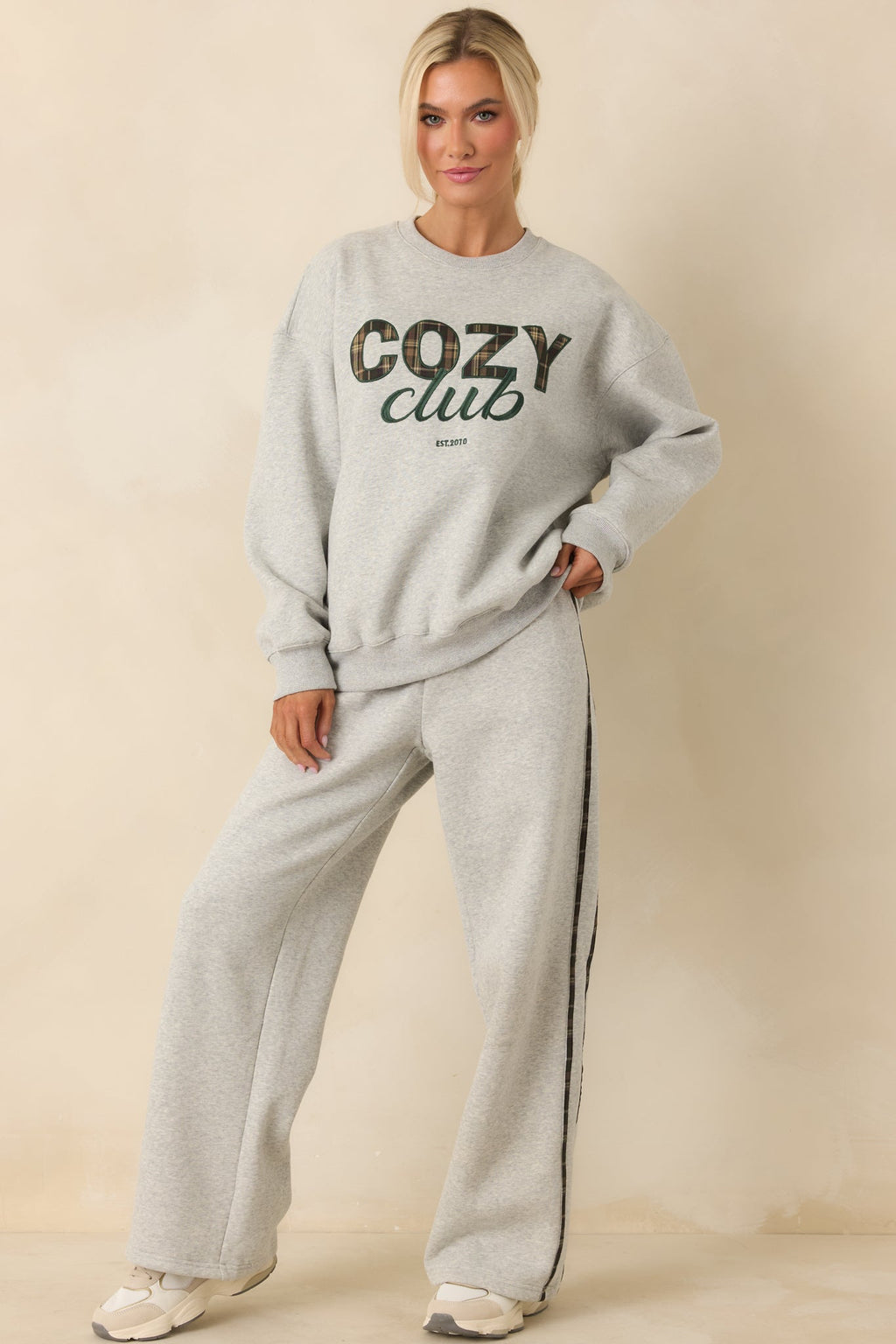 Cozy Club Heather Grey Crewneck Sweatshirt