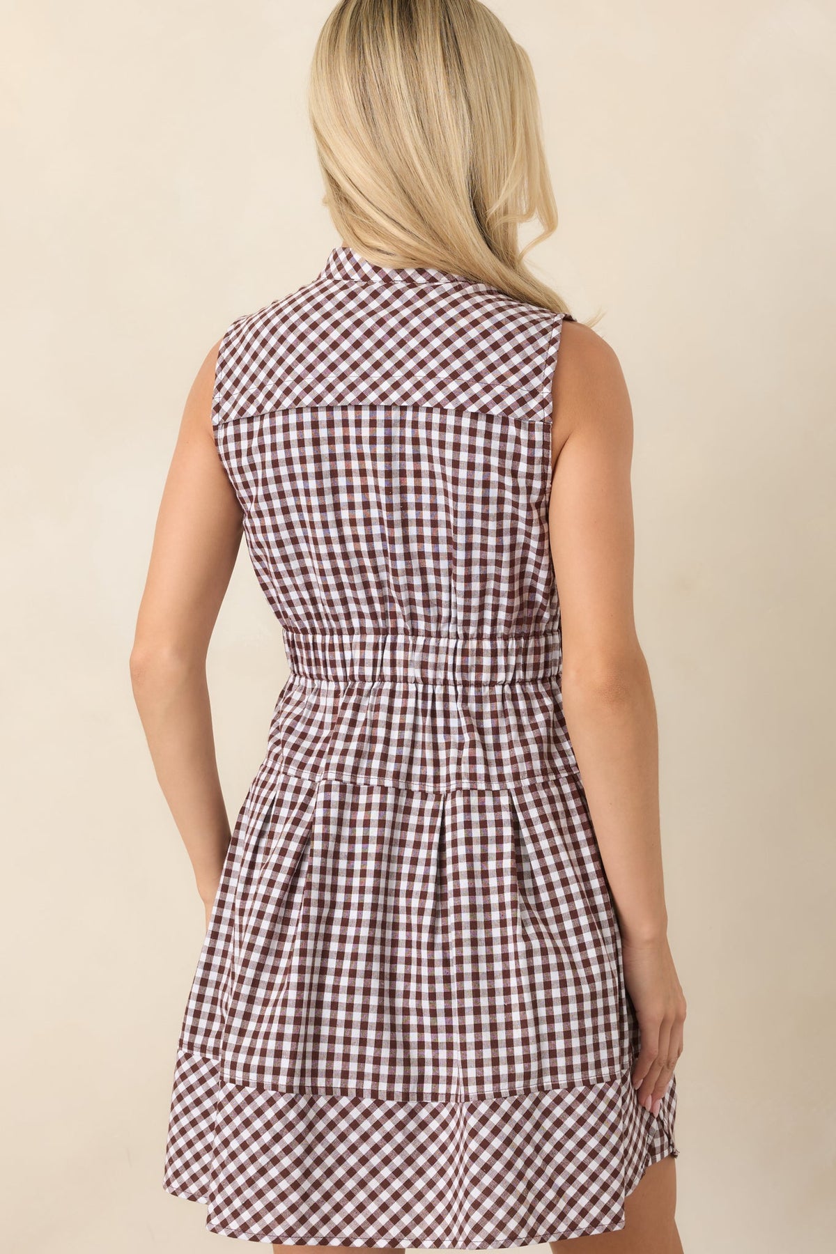 Made for Wandering Chocolate Brown Gingham Sleeveless Mini Dress