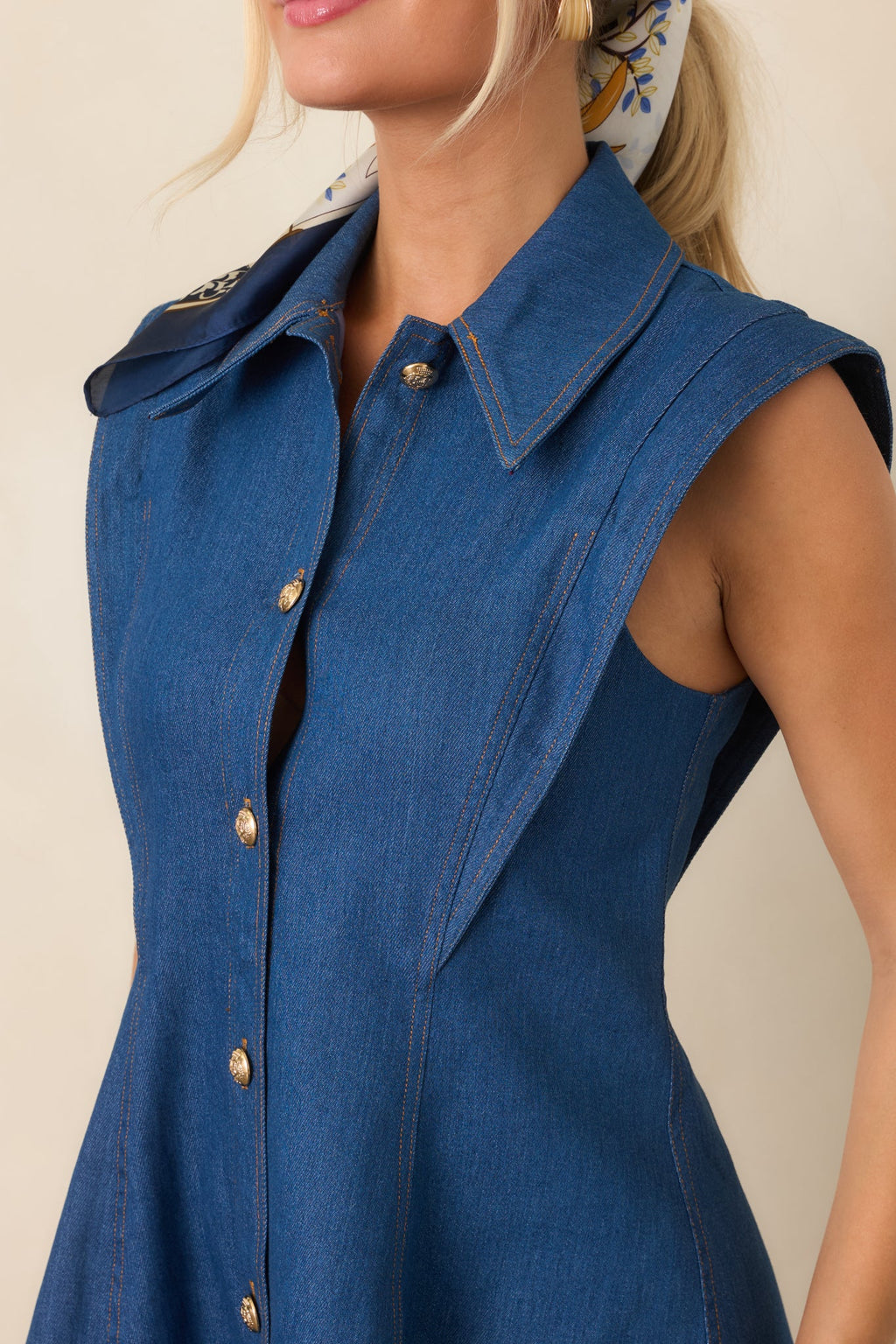Anna Cate Albie Dark Wash Denim Button Front Mini Dress