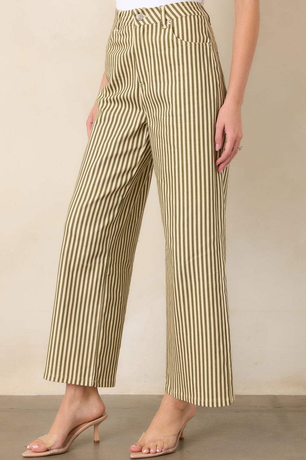 Let’s Get Noticed Green Stripe Cotton Pants