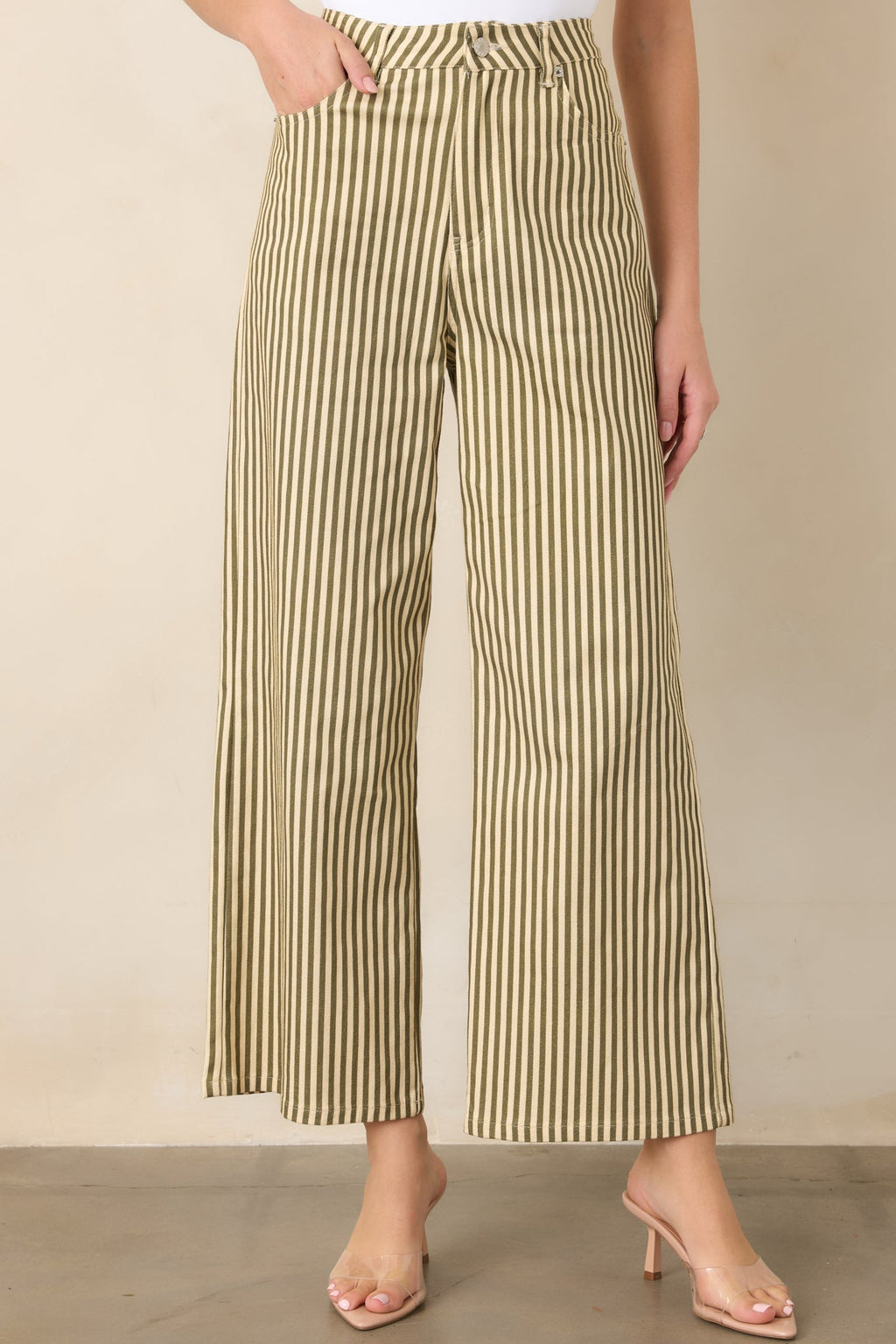 Let’s Get Noticed Green Stripe Cotton Pants