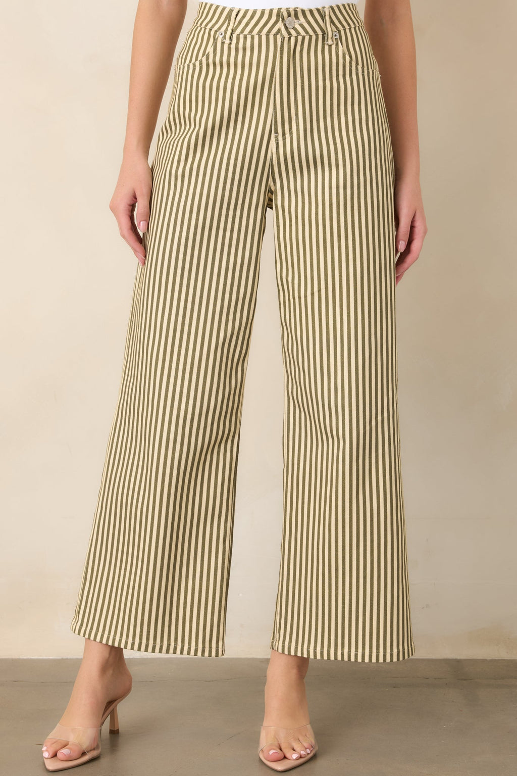 Let’s Get Noticed Green Stripe Cotton Pants