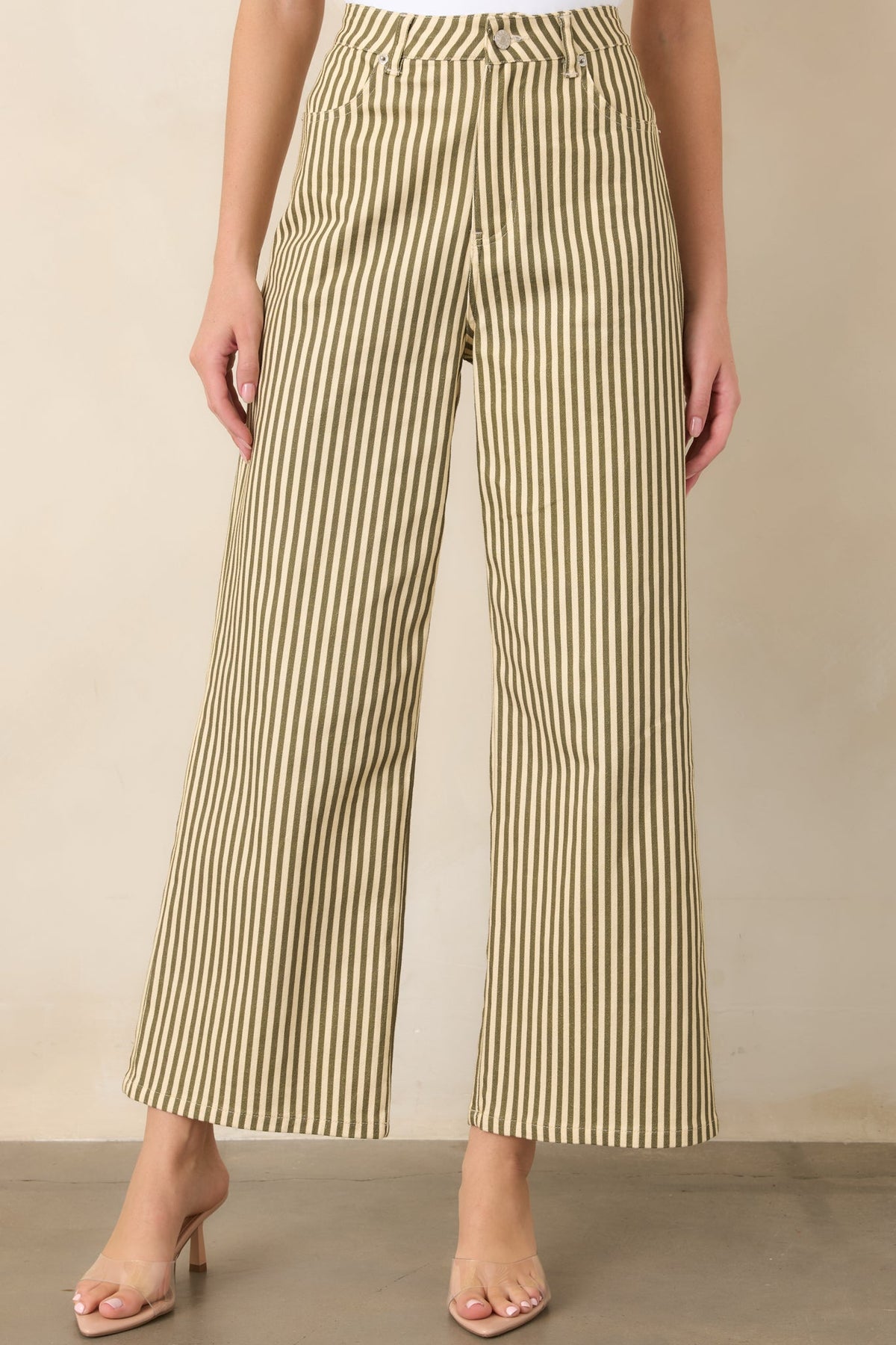 Let’s Get Noticed Green Stripe Cotton Pants