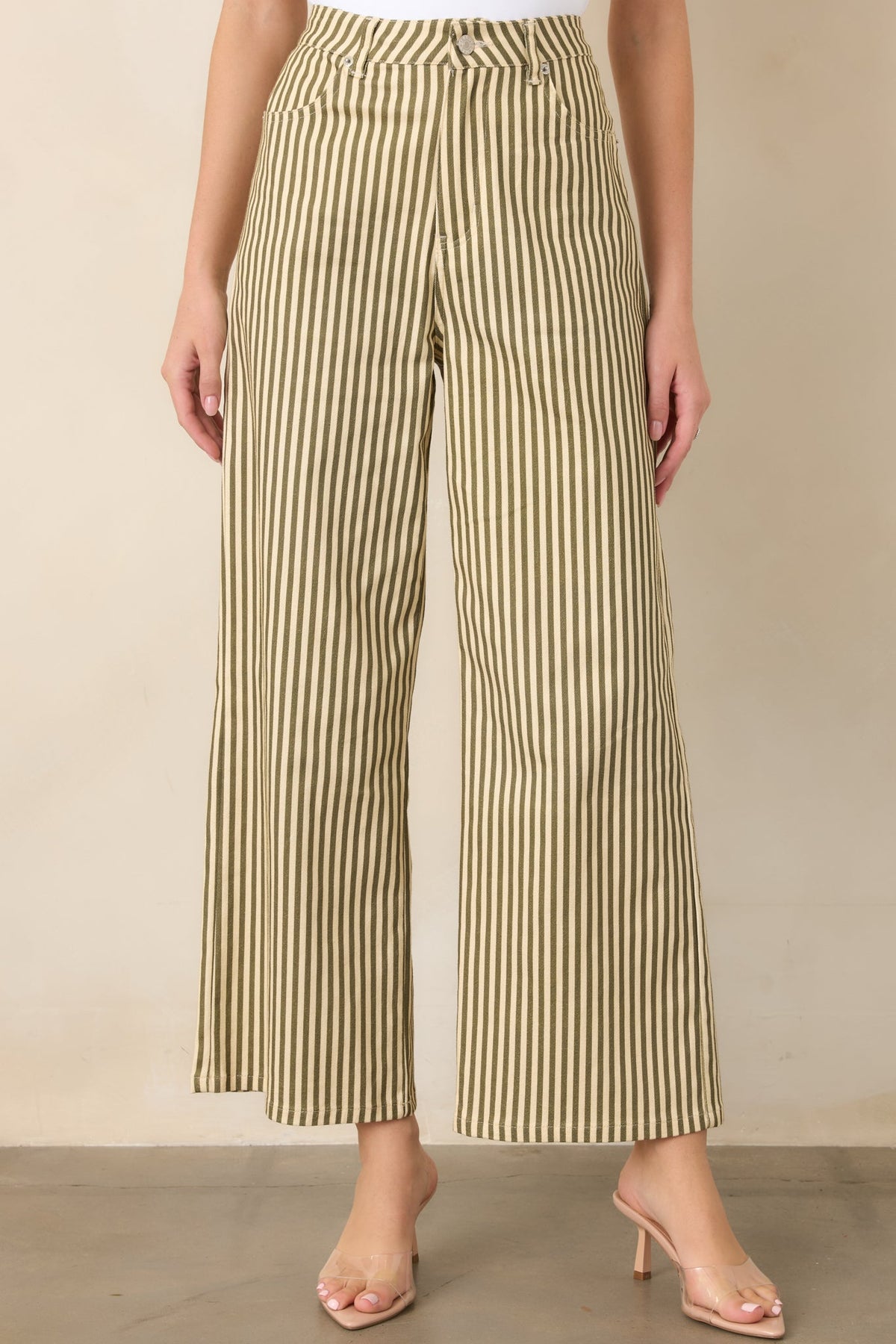 Let’s Get Noticed Green Stripe Cotton Pants