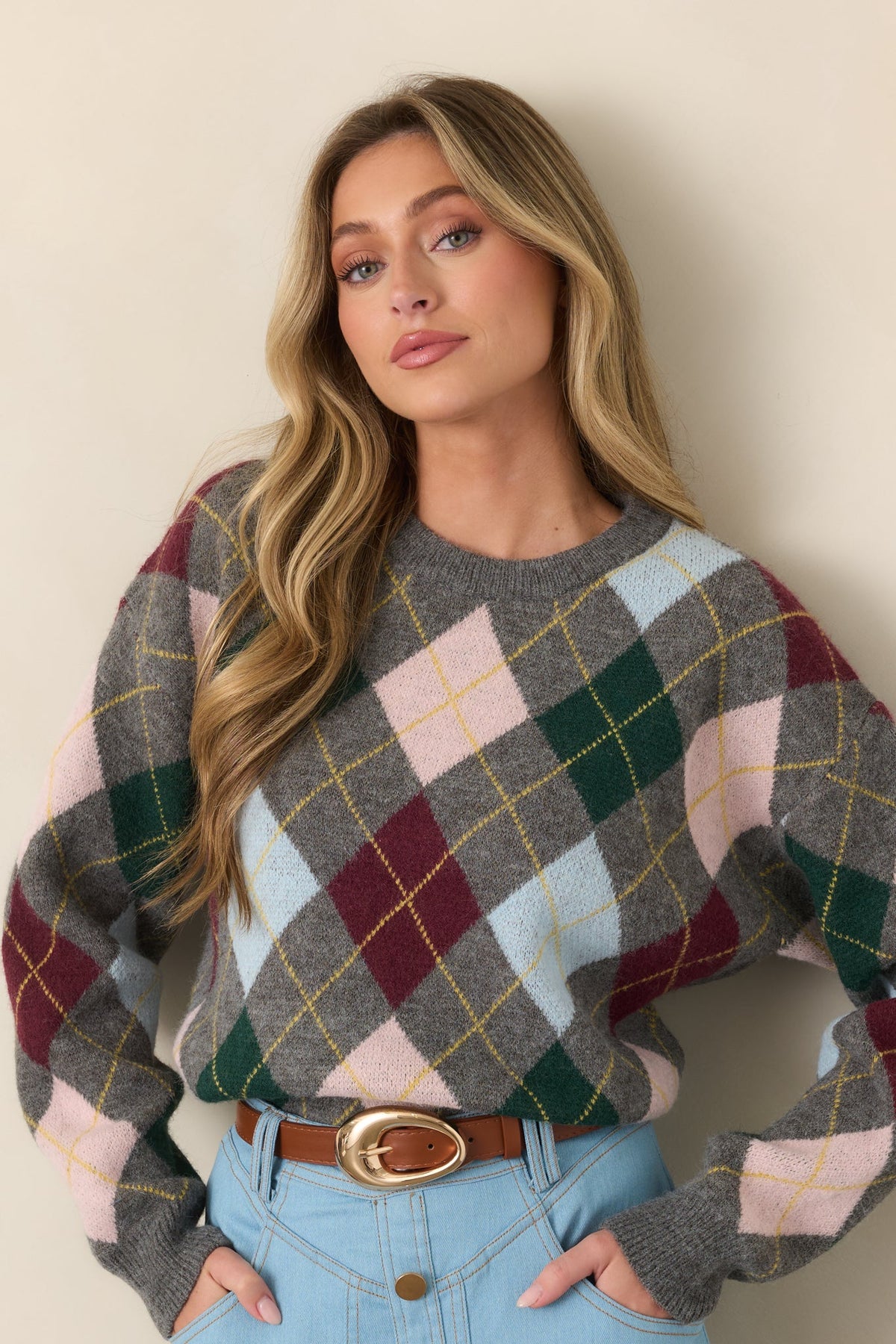 Good Thinking Grey Multi Argyle Sweater