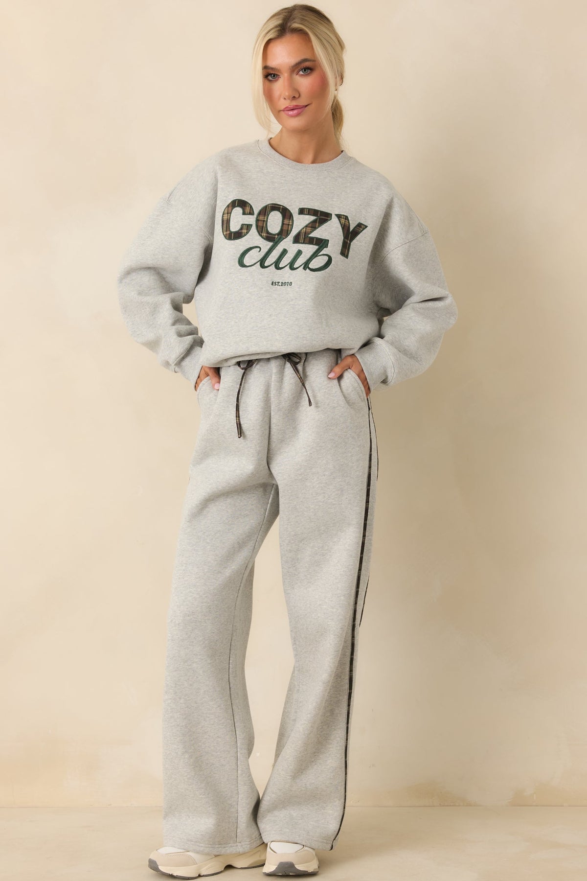 Cozy Club Heather Grey Crewneck Sweatshirt