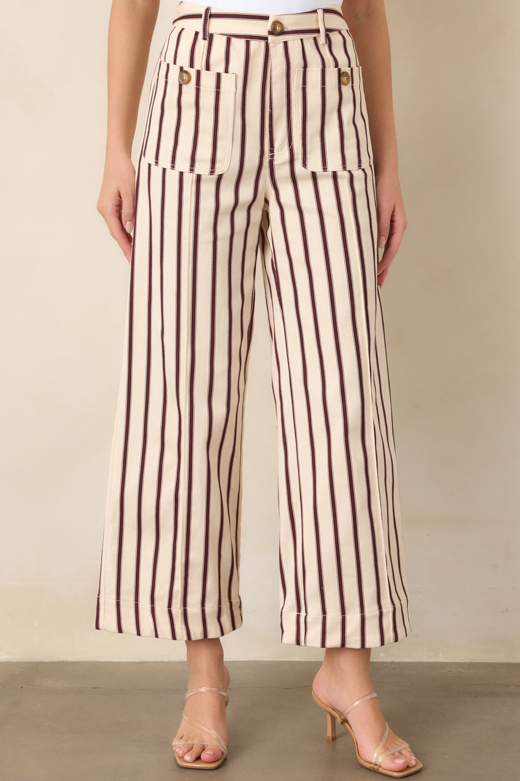 Leading the Way Burgundy Stripe Cotton Pants
