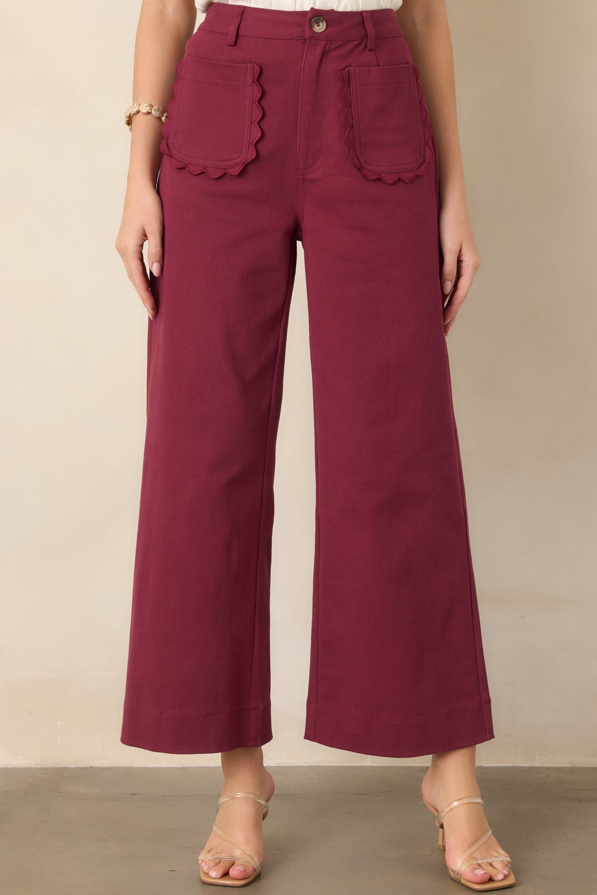 Memories Made Burgundy Cotton Wide Leg Pants