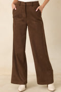 All Part of the Plan Brown Faux Suede Wide Leg Pants