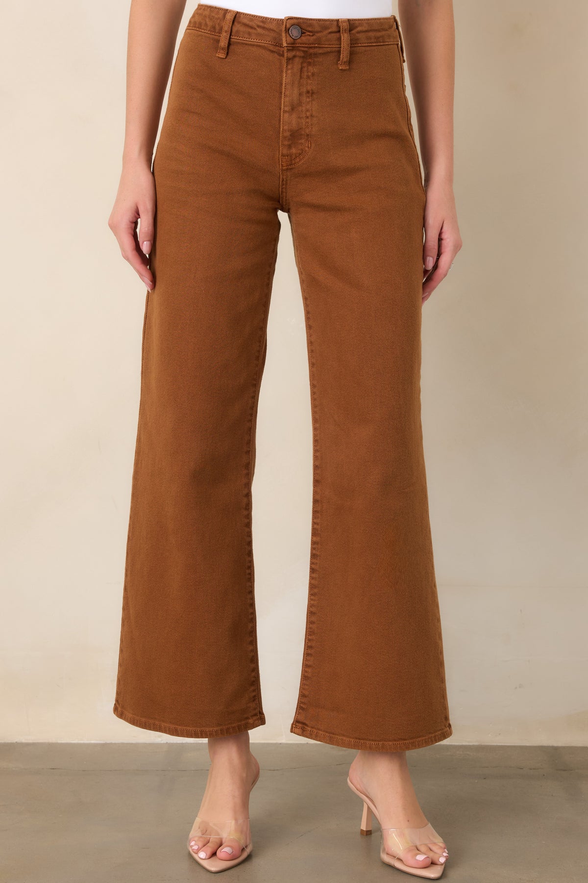 Penny For Your Thoughts Rust High Rise Wide Leg Jeans