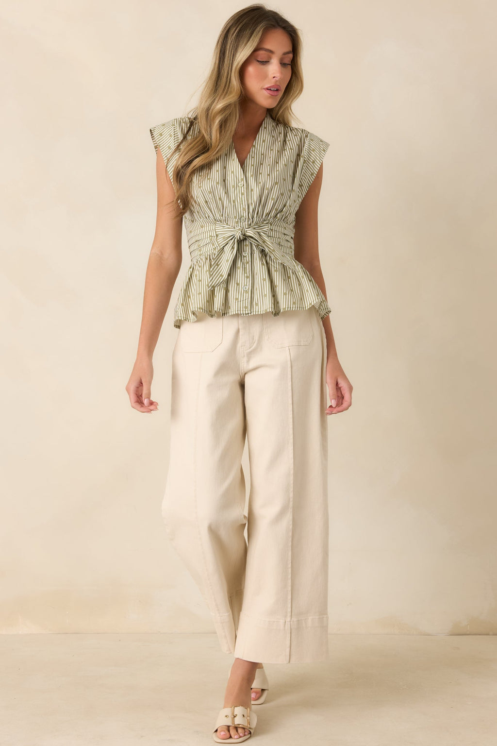 On the List Ivory Cotton Wide Leg Crop Pants
