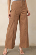 Business & Pleasure Camel Brown Cotton Wide Leg Cropped Pants