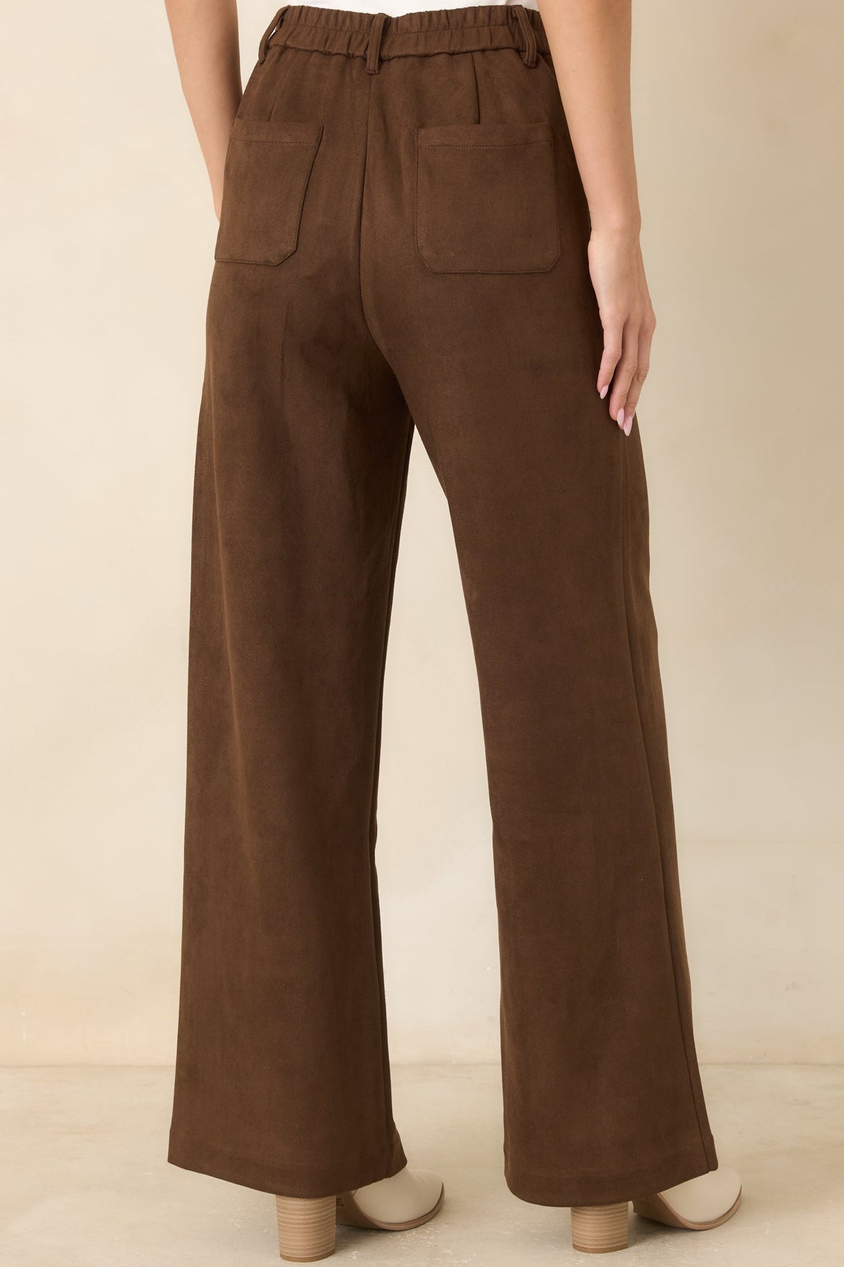 All Part of the Plan Brown Faux Suede Wide Leg Pants